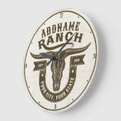 Gepersonaliseerde NAAM Bull Steer Skull Westerne R Grote Klok (Hoek)