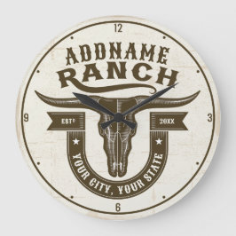 Gepersonaliseerde NAAM Bull Steer Skull Westerne R Grote Klok