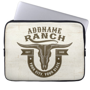 Gepersonaliseerde NAAM Bull Steer Skull Westerne R Laptop Sleeve