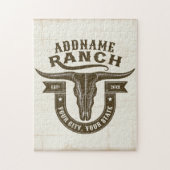 Gepersonaliseerde NAAM Bull Steer Skull Westerne R Legpuzzel (Verticaal)