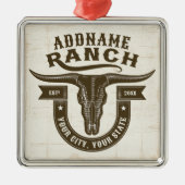 Gepersonaliseerde NAAM Bull Steer Skull Westerne R Metalen Ornament (Voorkant)