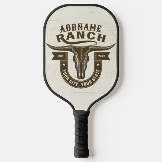 Gepersonaliseerde NAAM Bull Steer Skull Westerne R Pickleball Paddle (Voorkant)