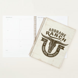 Gepersonaliseerde NAAM Bull Steer Skull Westerne R Planner