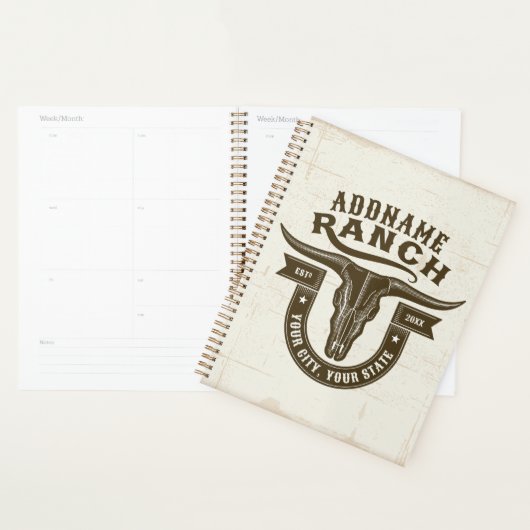 Gepersonaliseerde NAAM Bull Steer Skull Westerne R Planner (Display)