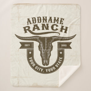 Gepersonaliseerde NAAM Bull Steer Skull Westerne R Sherpa Deken