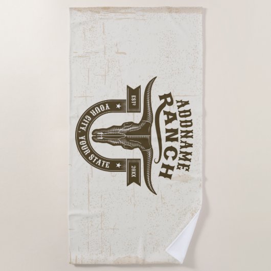 Gepersonaliseerde NAAM Bull Steer Skull Westerne R Strandlaken (Voorkant)