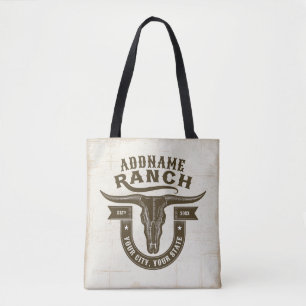 Gepersonaliseerde NAAM Bull Steer Skull Westerne R Tote Bag