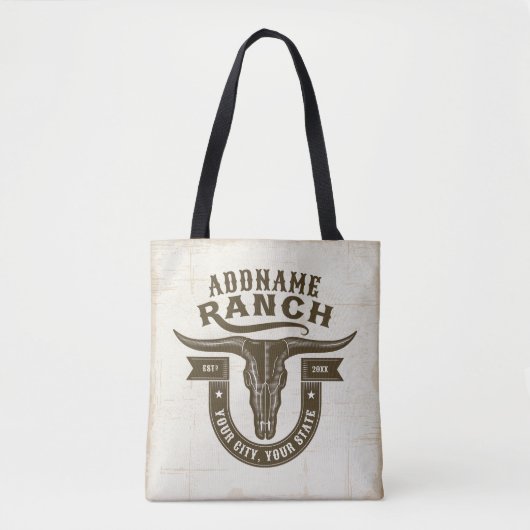 Gepersonaliseerde NAAM Bull Steer Skull Westerne R Tote Bag (Voorkant)