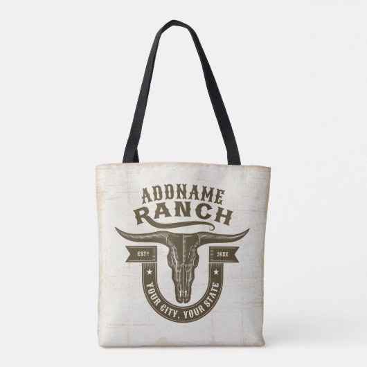 Gepersonaliseerde NAAM Bull Steer Skull Westerne R Tote Bag (Achterkant)