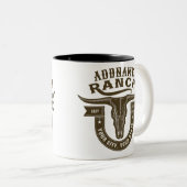 Gepersonaliseerde NAAM Bull Steer Skull Westerne R Tweekleurige Koffiemok (Voorkant rechts)