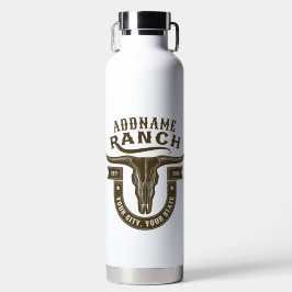Gepersonaliseerde NAAM Bull Steer Skull Westerne R Waterfles