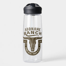 Gepersonaliseerde NAAM Bull Steer Skull Westerne R Waterfles