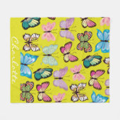 Gepersonaliseerde naam Butterfly Kleurrijke Vlinde Fleece Deken (Voorkant (Horizontaal))