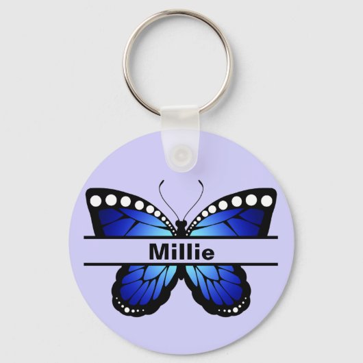 Gepersonaliseerde naam Butterfly Lavendar Sleutelh Sleutelhanger (Voorkant)