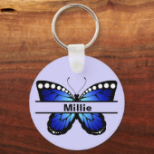 Gepersonaliseerde naam Butterfly Lavendar Sleutelh Sleutelhanger (Achterkant)