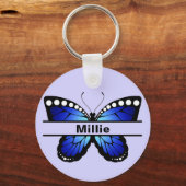 Gepersonaliseerde naam Butterfly Lavendar Sleutelh Sleutelhanger (Voorkant)