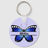 Gepersonaliseerde naam Butterfly Lavendar Sleutelh Sleutelhanger (Achterkant)
