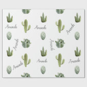 Gepersonaliseerde naam Cactus Succulent Southwest Cadeaupapier (Vlak)