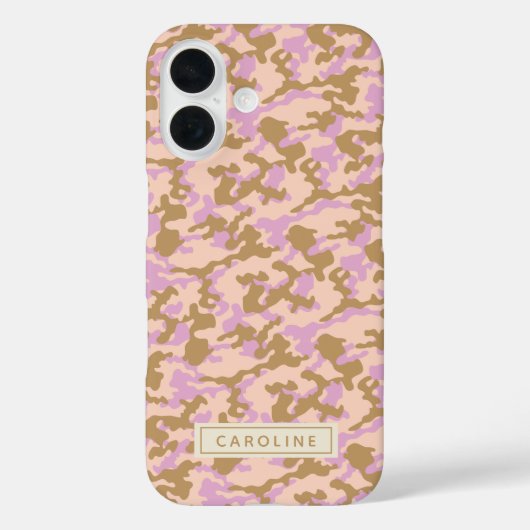 Gepersonaliseerde naam Camouflage Roze Bruin Camo Case-Mate iPhone Case (Achterkant)