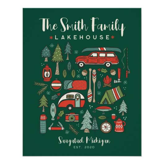 Gepersonaliseerde naam Camping Christmas Perfect Poster (Voorkant)