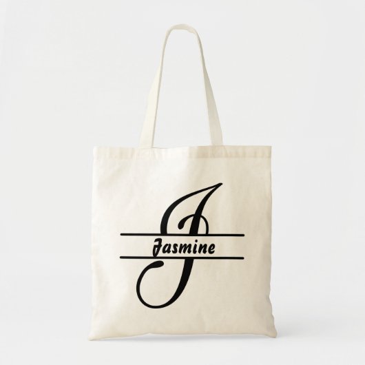 gepersonaliseerde naam canvas tas, aangepaste lett tote bag (Voorkant)