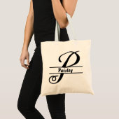 gepersonaliseerde naam canvas tas, aangepaste lett tote bag (Voorkant (product))