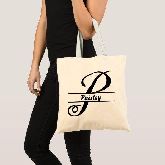 gepersonaliseerde naam canvas tas, aangepaste lett tote bag (Voorkant (product))