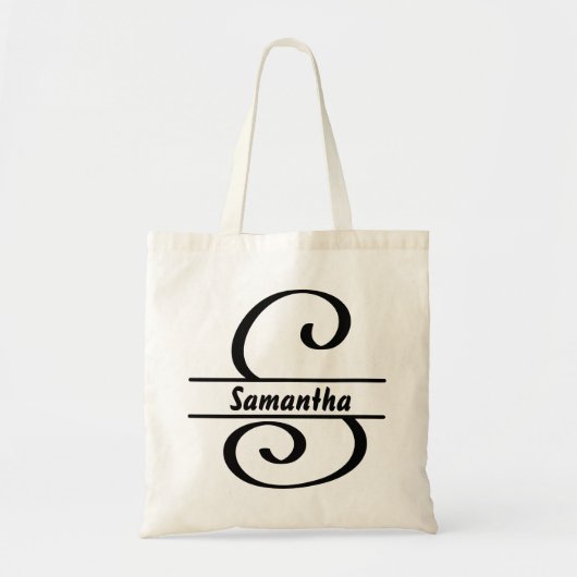 gepersonaliseerde naam canvas tas, aangepaste lett tote bag (Voorkant)