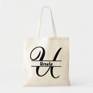 gepersonaliseerde naam canvas tas, aangepaste lett tote bag