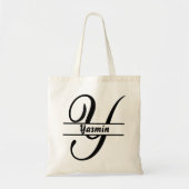 gepersonaliseerde naam canvas tas, aangepaste lett tote bag (Voorkant)