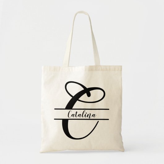 gepersonaliseerde naam canvas tas, aangepaste lett tote bag (Voorkant)
