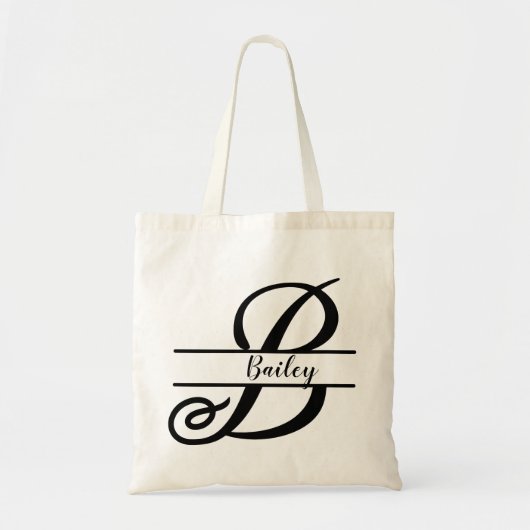 gepersonaliseerde naam canvas tas, aangepaste lett tote bag (Voorkant)