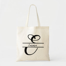 gepersonaliseerde naam canvas tas, aangepaste lett tote bag