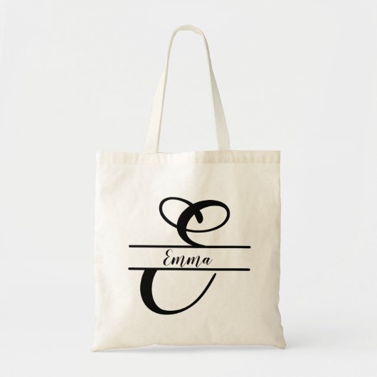 gepersonaliseerde naam canvas tas, aangepaste lett tote bag (Voorkant)