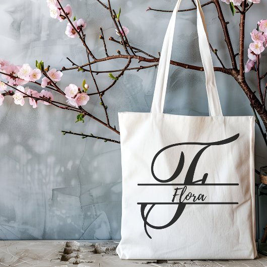 gepersonaliseerde naam canvas tas, aangepaste lett tote bag