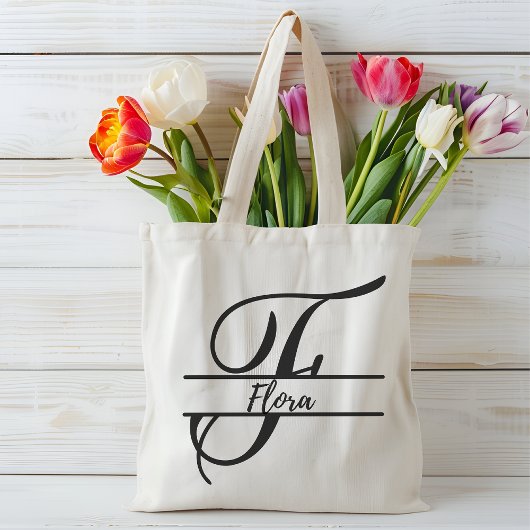 gepersonaliseerde naam canvas tas, aangepaste lett tote bag