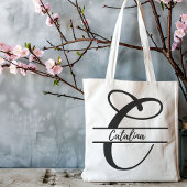 gepersonaliseerde naam canvas tas, aangepaste lett tote bag