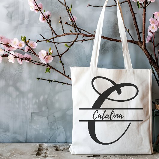 gepersonaliseerde naam canvas tas, aangepaste lett tote bag