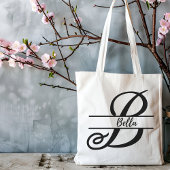gepersonaliseerde naam canvas tas, aangepaste lett tote bag