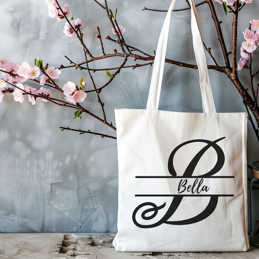 gepersonaliseerde naam canvas tas, aangepaste lett tote bag
