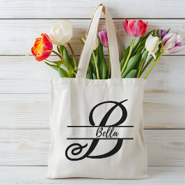 gepersonaliseerde naam canvas tas, aangepaste lett tote bag