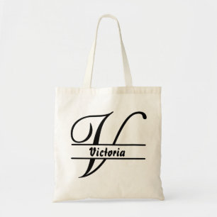 gepersonaliseerde naam canvas tas, aangepaste lett tote bag