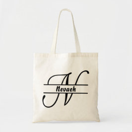 gepersonaliseerde naam canvas tas, aangepaste lett tote bag