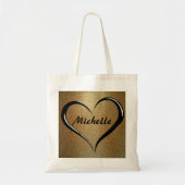 Gepersonaliseerde naam Canvas tas op Gold & Black  (Voorkant)