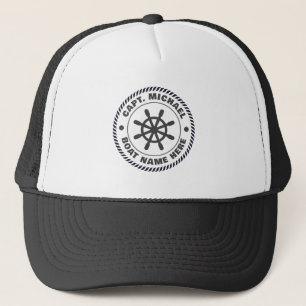 Gepersonaliseerde naam Captain Nautical Ship Wheel Trucker Pet