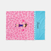 Gepersonaliseerde naam cheerleader roze leopard fleece deken (Voorkant (Horizontaal))