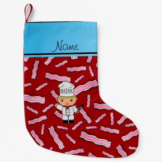 Gepersonaliseerde naam chef red bacon kleine kerstsok (Voorkant)
