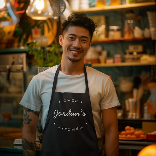 Gepersonaliseerde Naam Chef's Keuken Zwart Wit Schort