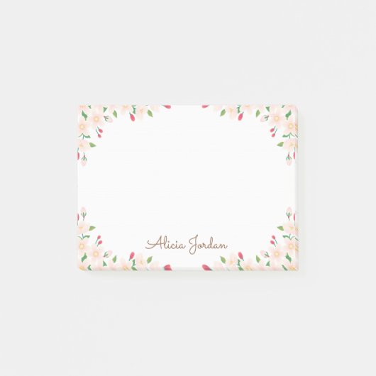 Gepersonaliseerde naam Cherry Blossom 4x3 Post it  Post-it® Notes (Voorkant)