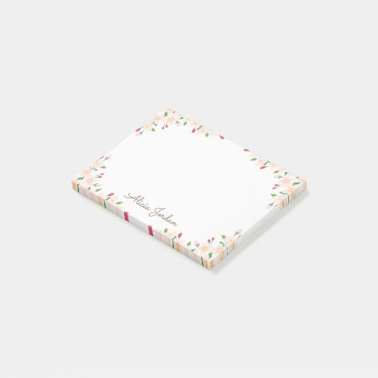 Gepersonaliseerde naam Cherry Blossom 4x3 Post it  Post-it® Notes (Schuin)